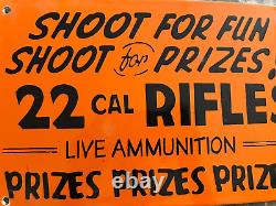Porcelian Shoot For Fun Enamel Sign Size 36 Inches Double Sided