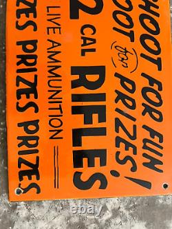 Porcelian Shoot For Fun Enamel Sign Size 36 Inches Double Sided