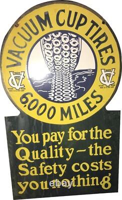 Porcelian Vacuum Cup Tires Enamel Sign Size 23x13 Double Sided Inches
