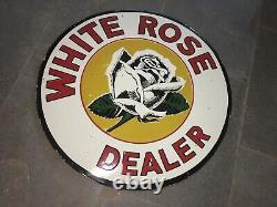 Porcelian White Rose Dealer Enamel Sign Size 30x30 Inches Double Sided