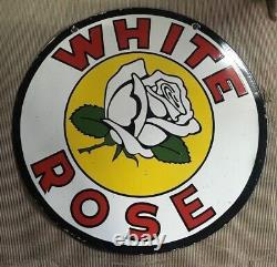 Porcelian White Rose Enamel Sign Size 30x30 Inches Double Sided