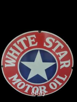Porcelian White Star Enamel Sign Size 30x30 Inches Double Sided