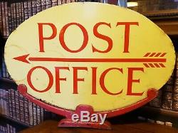 Post Office double sided enamel sign advertising mancave garage decor metal vint