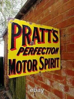 Pratts enamel sign Double Sided flanged wall sign Pratts Motor Spirit garage