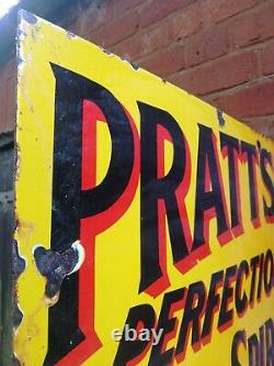 Pratts enamel sign Double Sided flanged wall sign Pratts Motor Spirit garage