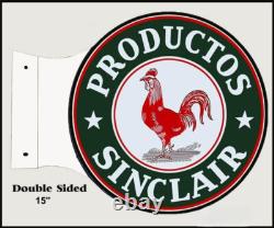 Productos Sinclair Rooster 15 Heavy Duty USA Metal Double Sided Gas Adv Sign