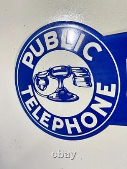 Public Telephone Flange Porcelain Vintage Enamel Sign Local Calls 12 x 9 Inches