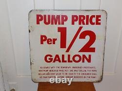 Pump Price Per ½ Gallon Metal Double Sided Flange Sign