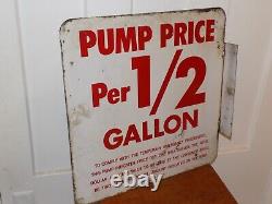 Pump Price Per ½ Gallon Metal Double Sided Flange Sign