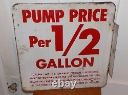 Pump Price Per ½ Gallon Metal Double Sided Flange Sign