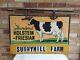 Purebred Holstein-friesian Cow Sign Double Sided Metal 36 X 24 Old Original