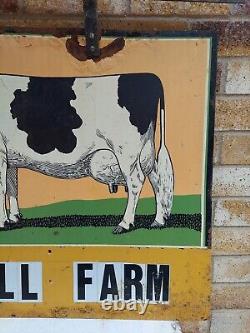 Purebred Holstein-Friesian Cow Sign Double Sided metal 36 x 24 Old Original