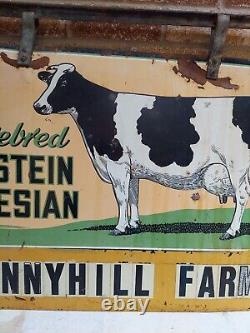 Purebred Holstein-Friesian Cow Sign Double Sided metal 36 x 24 Old Original