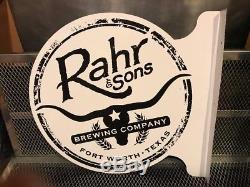 RAHR & SONS BREWING Fort Worth Texas RARE Double Sided PUB STYLE Beer Sign