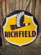 Rare 1953 6' Richfield Gasoline Sign. Porcelain. Double Sided. Clean