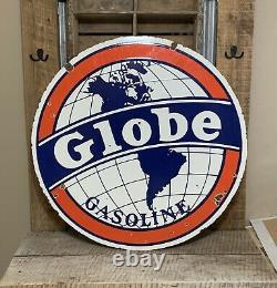 RARE 30 Globe Gasoline Double Sided Porcelain Sign! Sinclair, Shell, Texaco