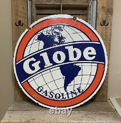 RARE 30 Globe Gasoline Double Sided Porcelain Sign! Sinclair, Shell, Texaco