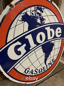 RARE 30 Globe Gasoline Double Sided Porcelain Sign! Sinclair, Shell, Texaco