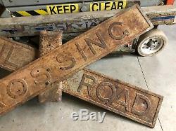 RARE Antique ORIGINAL CAST IRON RAILROAD CROSSING RR SIGN Double Sided LARGE 6
