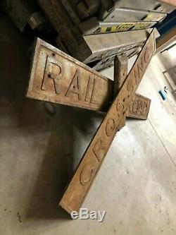 RARE Antique ORIGINAL CAST IRON RAILROAD CROSSING RR SIGN Double Sided LARGE 6