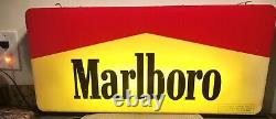 RARE CHARMING 1995 MARLBORO ELECTRIC FLUORESCENT LIGHT SIGN DOUBLE SIDED 28x12