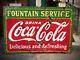 Rare Double Sided Coca Cola Fountain Service Porcelain Sign 60x42 1930s Usa