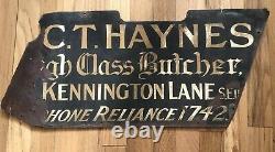 RARE Early 20th Century BUTCHER Hand Painted Double Sided English Original Sign
