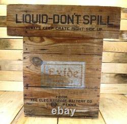 RARE Exide Battery Wooden Crate-1920's HTF-Double Sided Advertising-Dont Miss it