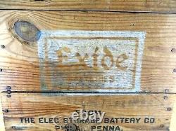 RARE Exide Battery Wooden Crate-1920's HTF-Double Sided Advertising-Dont Miss it