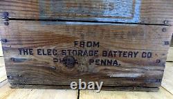 RARE Exide Battery Wooden Crate-1920's HTF-Double Sided Advertising-Dont Miss it