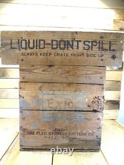 RARE Exide Battery Wooden Crate-1920's HTF-Double Sided Advertising-Dont Miss it