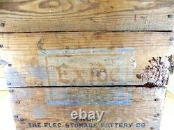 RARE Exide Battery Wooden Crate-1920's HTF-Double Sided Advertising-Dont Miss it