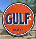 Rare Gulf Dealer Double Sided Porcelain 66 Sign With Original Ring & Gasket