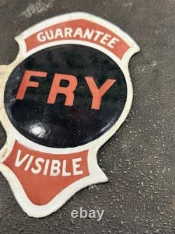 RARE Original Fry Visible Gas Pump Double Sided Porcelain Flange Sign antique