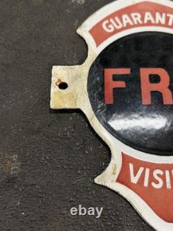 RARE Original Fry Visible Gas Pump Double Sided Porcelain Flange Sign antique