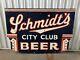 Rare Schmidts City Club Double Sided Porcelain Advertising Beer Sign! Wow