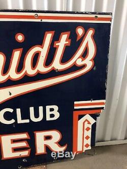 RARE Schmidts City Club DOUBLE SIDED Porcelain Advertising Beer Sign! Wow