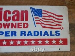 RARE Vintage Cooper Tires Double Sided Metal Sign American Flag 37.5 x 12