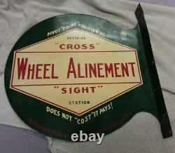 RARE Vintage Cross Sight WILCO Wheel Alignment double Sided Sign