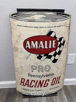 RARE Vintage Double Sided AMALIE Racing Motor Oil Advertising Hanging sign