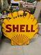 Rare Vintage Double Sided Porcelain Dsp Shell Clamshell Sign Gas Oil Service Sta