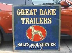 RARE Vintage GREAT DANE TRAILERS Double Sided Sign Large 4' x 4' Size