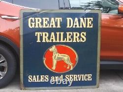 RARE Vintage GREAT DANE TRAILERS Double Sided Sign Large 4' x 4' Size