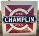 Rare Vintage Original Use Champlin Oil Porcelain Double Sided Sign, 47.5x47.5
