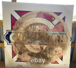 RARE Vintage Original Use Champlin Oil Porcelain Double Sided Sign, 47.5X47.5