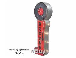 RECORD TOWN Shop Store Plug Battery Double Sided Metal Marquee Light Up Sign