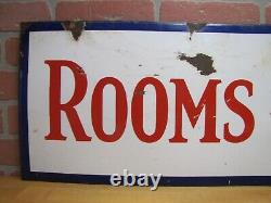 ROOMS $2.00 Old Double Sided Porcelain Advertising Sign General Steel Wares Prod