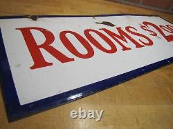 ROOMS $2.00 Old Double Sided Porcelain Advertising Sign General Steel Wares Prod