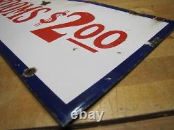 ROOMS $2.00 Old Double Sided Porcelain Advertising Sign General Steel Wares Prod