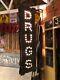 Rare 19th Century Original Early Drugs Sign Backlit Glass Jewels Double Sided